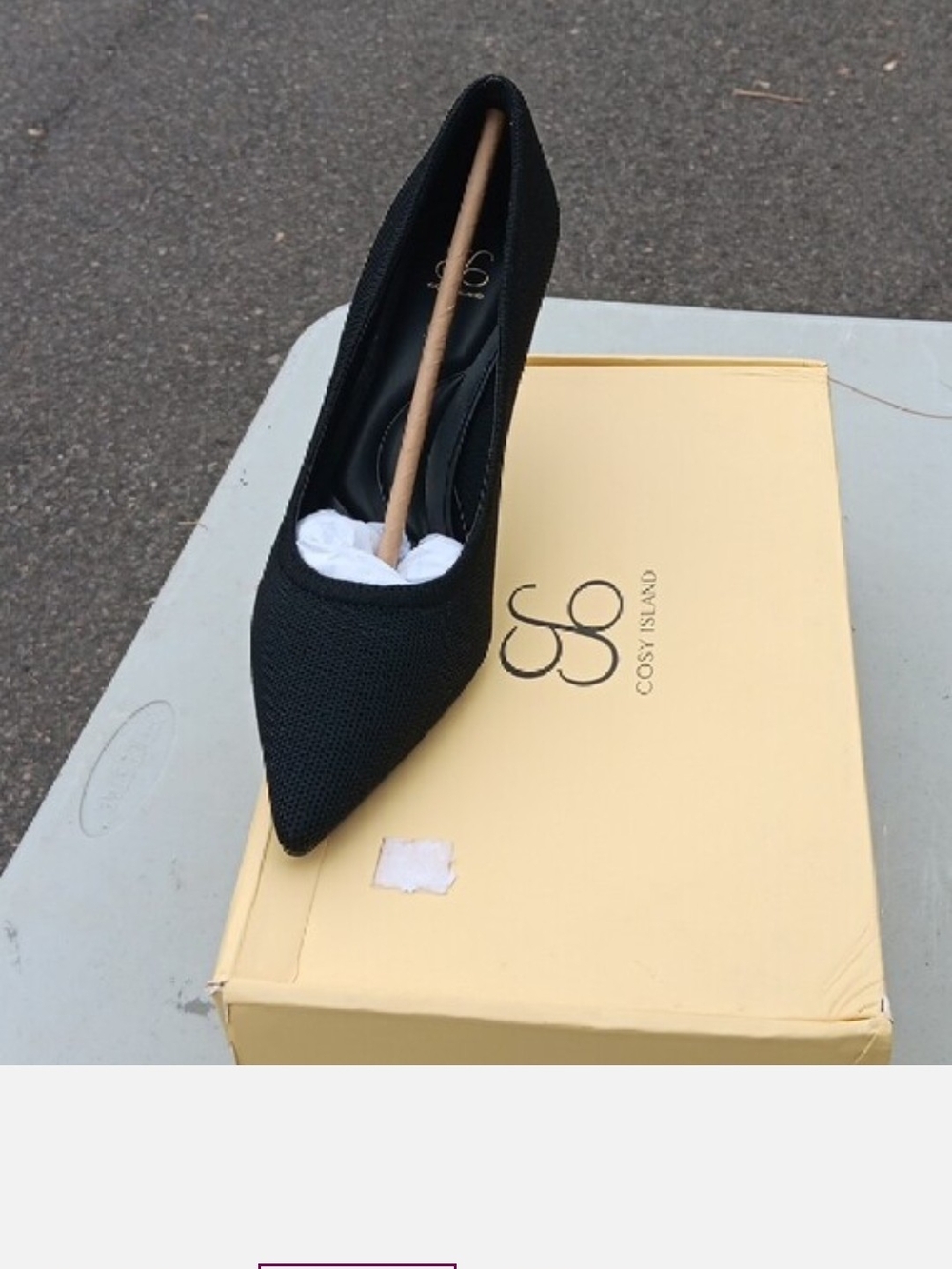 COSY ISLAND Black Pointed Knit Heel - Women's Dress Pump